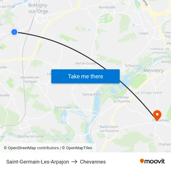 Saint-Germain-Les-Arpajon to Chevannes map