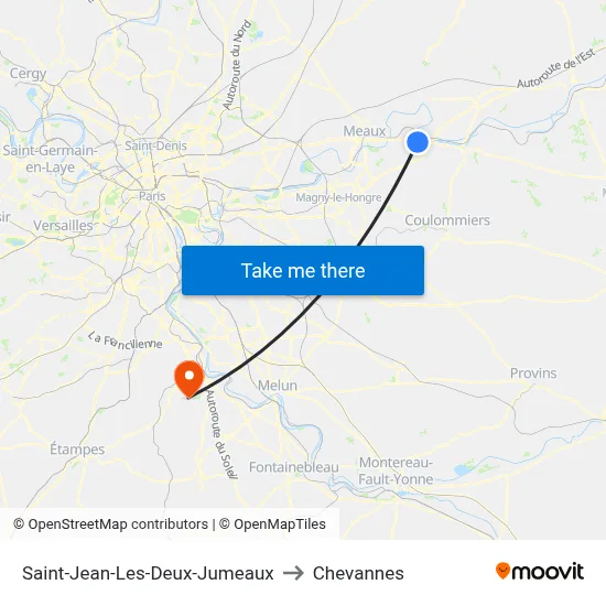 Saint-Jean-Les-Deux-Jumeaux to Chevannes map