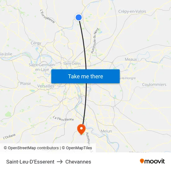 Saint-Leu-D'Esserent to Chevannes map
