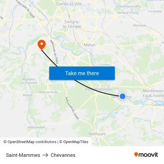 Saint-Mammes to Chevannes map