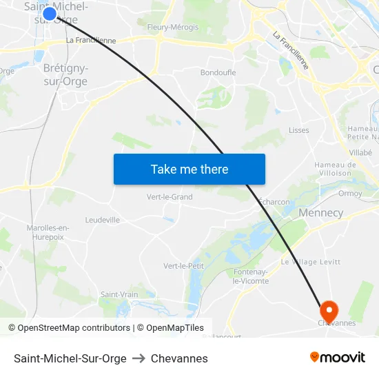 Saint-Michel-Sur-Orge to Chevannes map