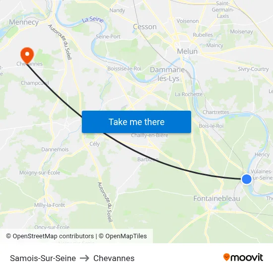 Samois-Sur-Seine to Chevannes map