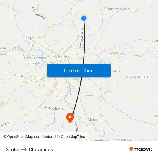 Senlis to Chevannes map
