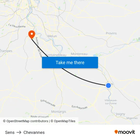Sens to Chevannes map