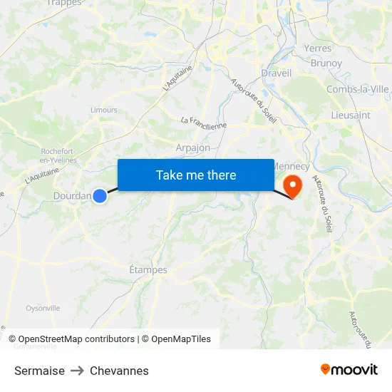 Sermaise to Chevannes map