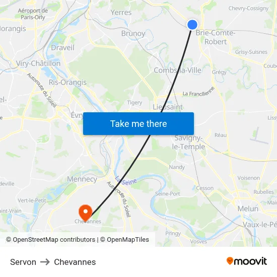 Servon to Chevannes map
