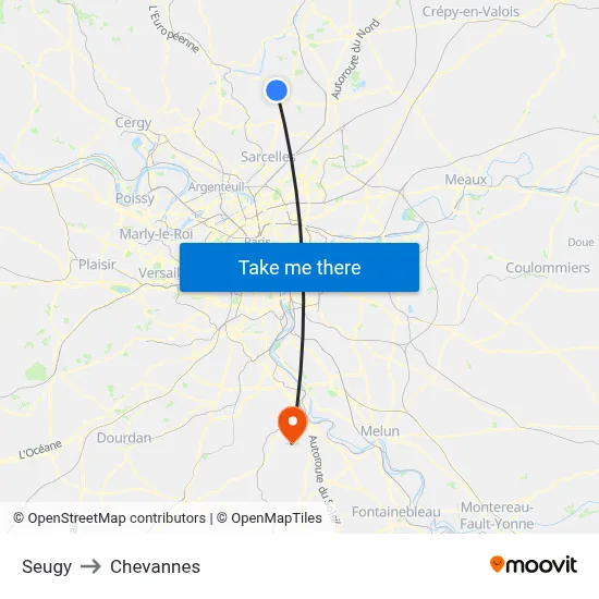 Seugy to Chevannes map