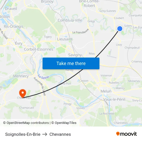 Soignolles-En-Brie to Chevannes map