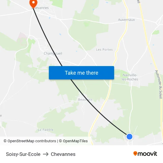Soisy-Sur-Ecole to Chevannes map