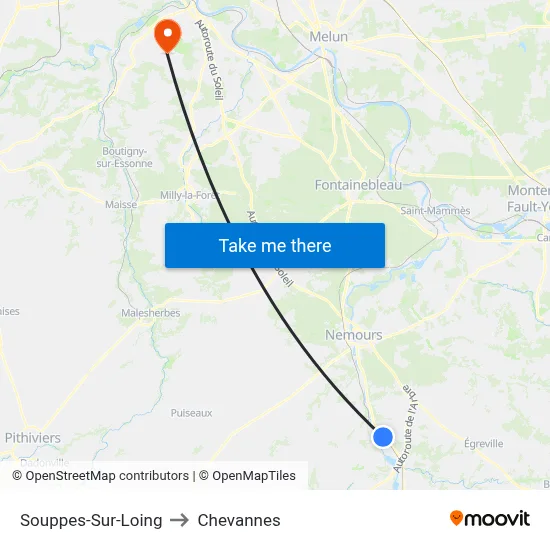 Souppes-Sur-Loing to Chevannes map