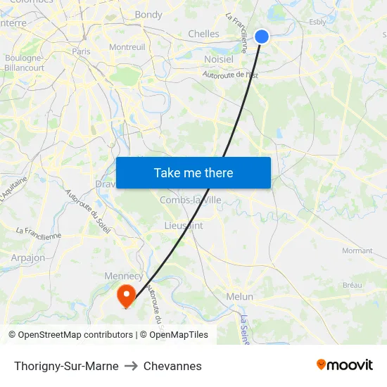 Thorigny-Sur-Marne to Chevannes map