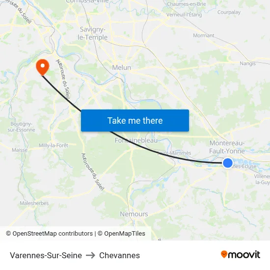 Varennes-Sur-Seine to Chevannes map