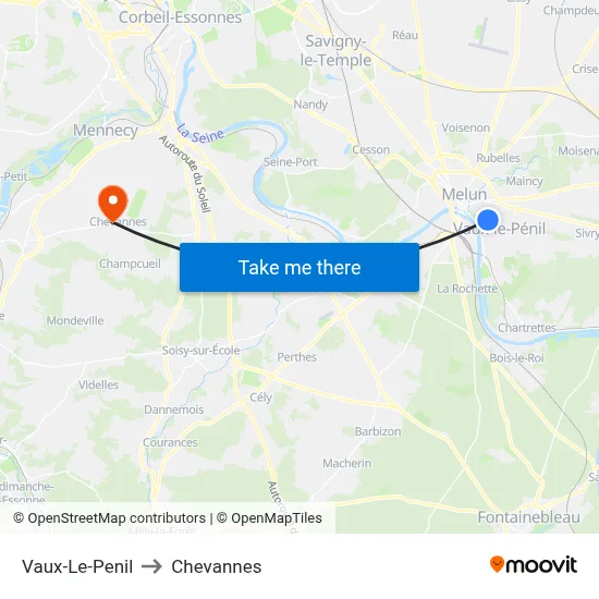 Vaux-Le-Penil to Chevannes map