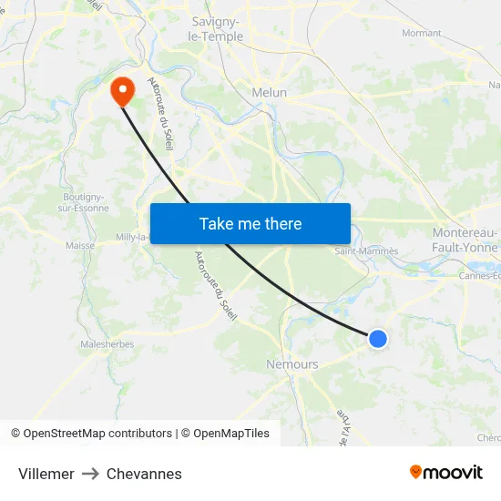 Villemer to Chevannes map