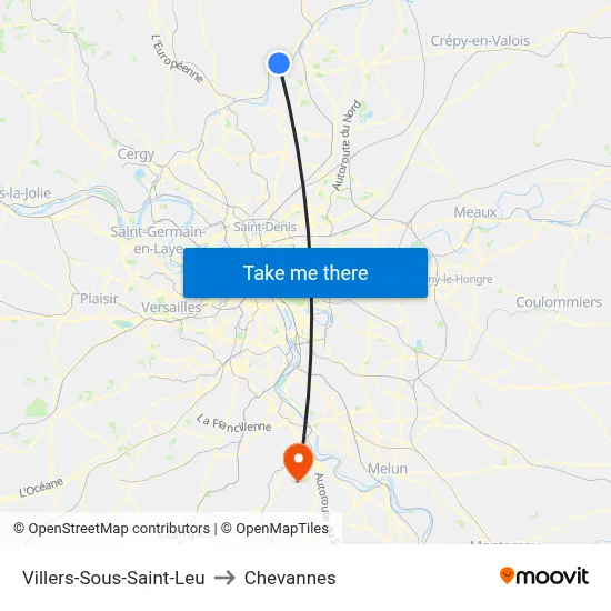 Villers-Sous-Saint-Leu to Chevannes map