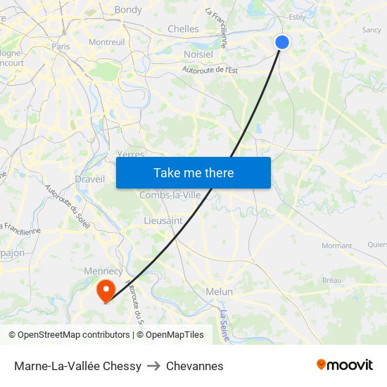 Marne-La-Vallée Chessy to Chevannes map
