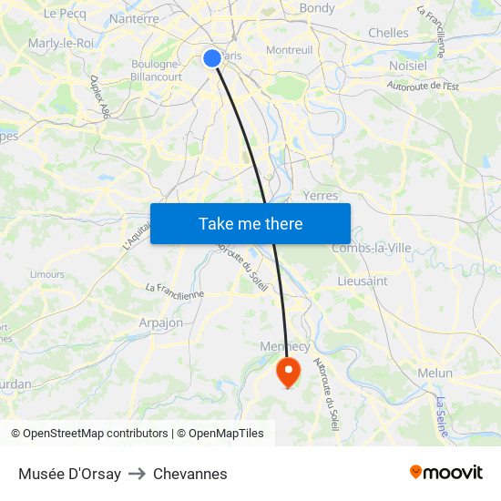 Musée D'Orsay to Chevannes map