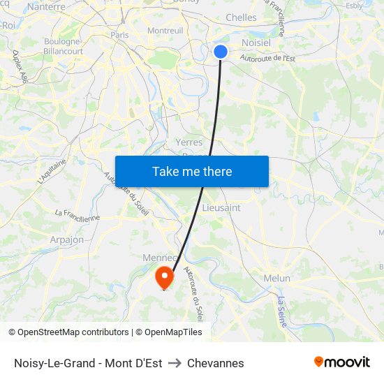Noisy-Le-Grand - Mont D'Est to Chevannes map