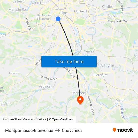 Montparnasse-Bienvenue to Chevannes map