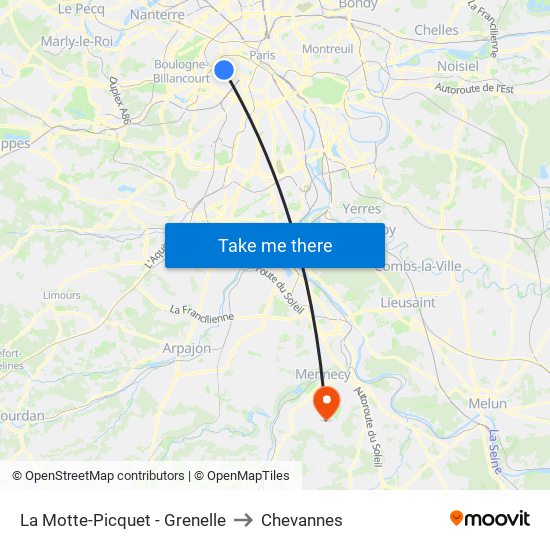 La Motte-Picquet - Grenelle to Chevannes map