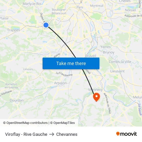 Viroflay - Rive Gauche to Chevannes map