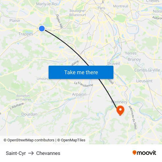 Saint-Cyr to Chevannes map