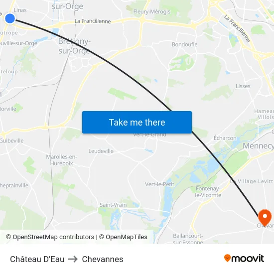 Château D'Eau to Chevannes map