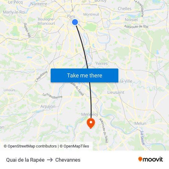Quai de la Rapée to Chevannes map