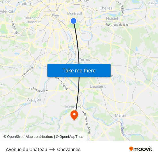 Avenue du Château to Chevannes map