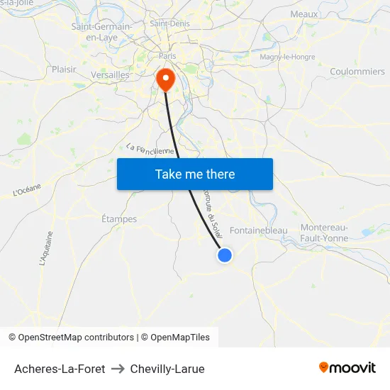 Acheres-La-Foret to Chevilly-Larue map