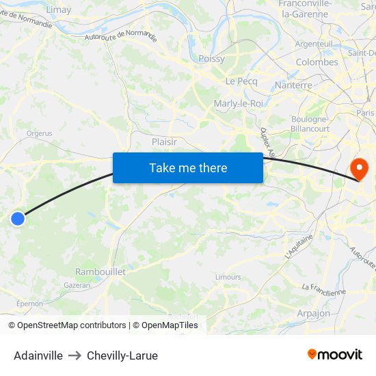 Adainville to Chevilly-Larue map