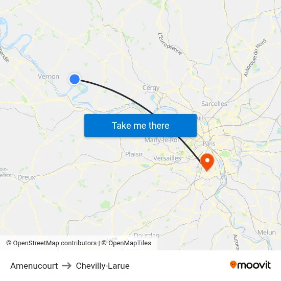 Amenucourt to Chevilly-Larue map