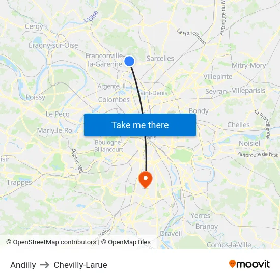 Andilly to Chevilly-Larue map