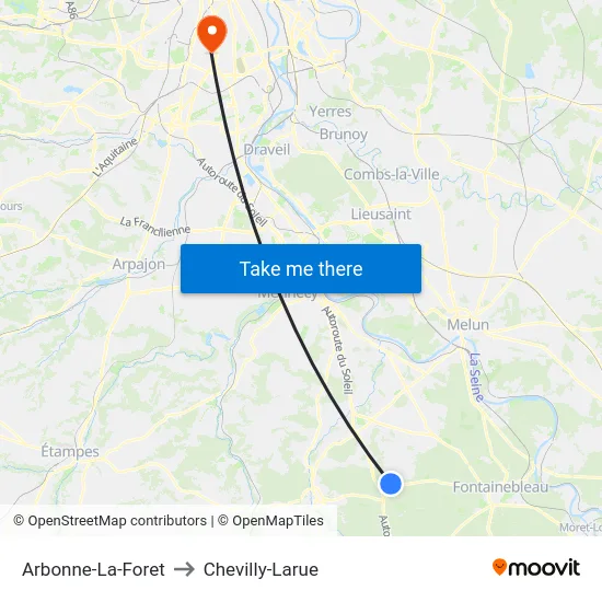 Arbonne-La-Foret to Chevilly-Larue map