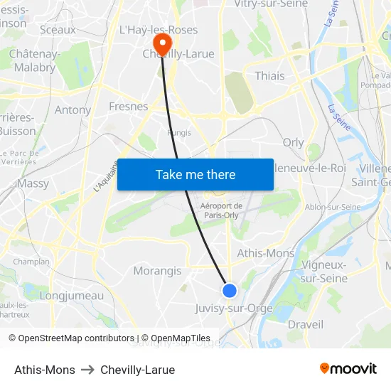 Athis-Mons to Chevilly-Larue map