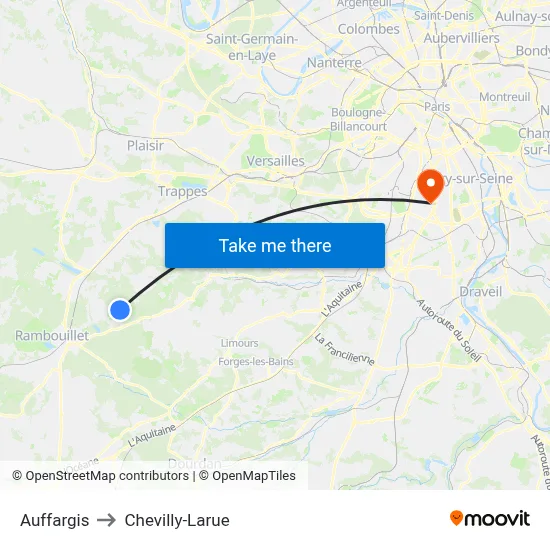Auffargis to Chevilly-Larue map
