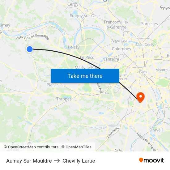 Aulnay-Sur-Mauldre to Chevilly-Larue map