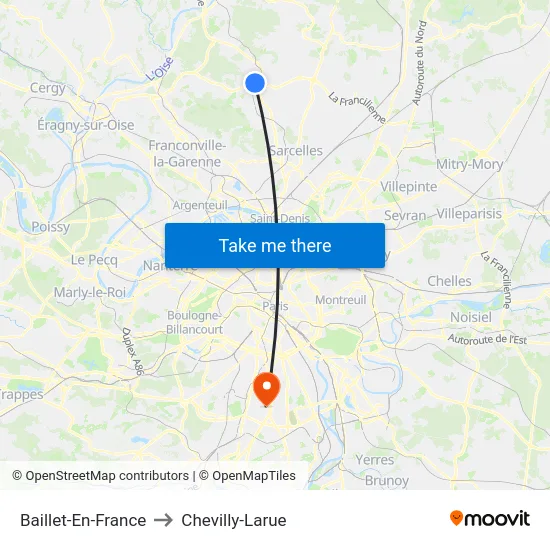 Baillet-En-France to Chevilly-Larue map