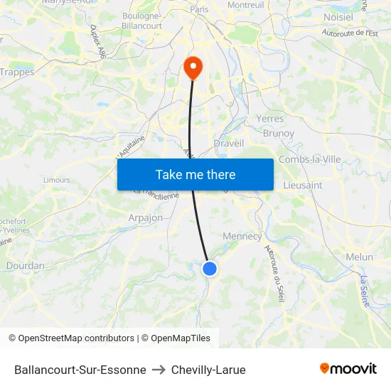 Ballancourt-Sur-Essonne to Chevilly-Larue map