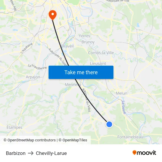 Barbizon to Chevilly-Larue map
