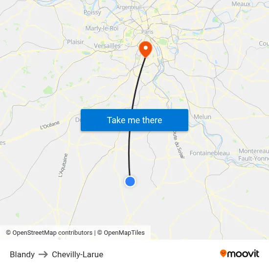 Blandy to Chevilly-Larue map