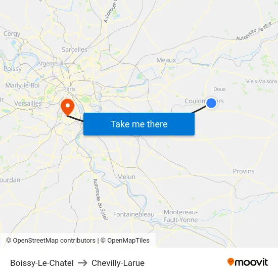 Boissy-Le-Chatel to Chevilly-Larue map