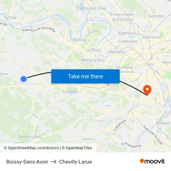 Boissy-Sans-Avoir to Chevilly-Larue map