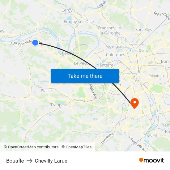 Bouafle to Chevilly-Larue map