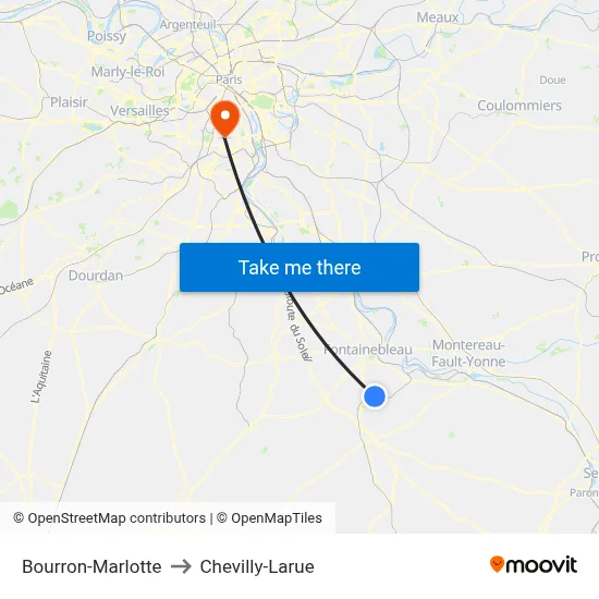 Bourron-Marlotte to Chevilly-Larue map