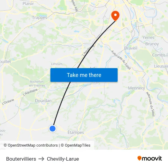 Boutervilliers to Chevilly-Larue map