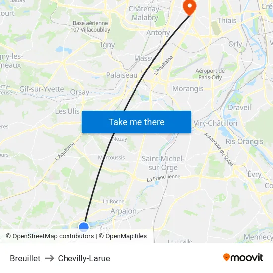 Breuillet to Chevilly-Larue map