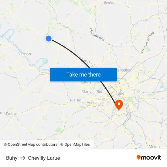 Buhy to Chevilly-Larue map