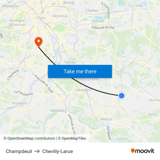 Champdeuil to Chevilly-Larue map