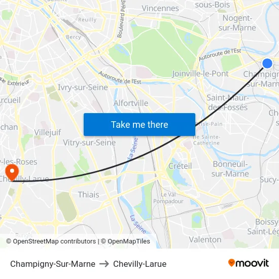 Champigny-Sur-Marne to Chevilly-Larue map